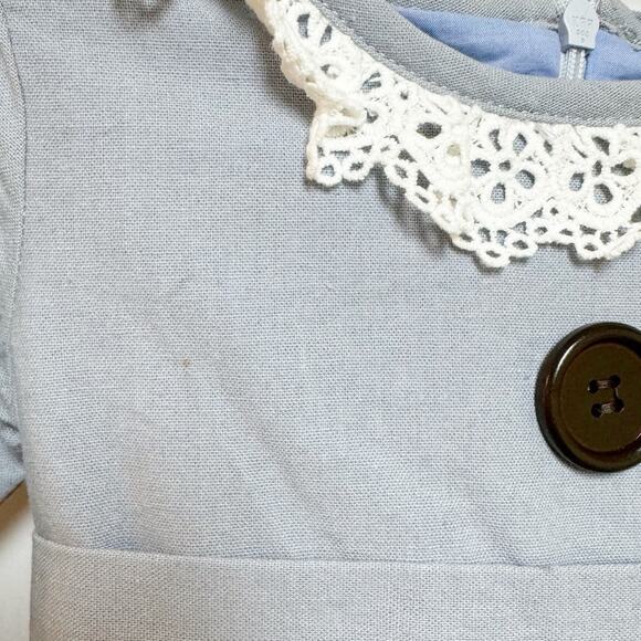 Only Little Once OLO Girls Tie Back Dress Blue with White Trim 4 - Picture 5 of 9